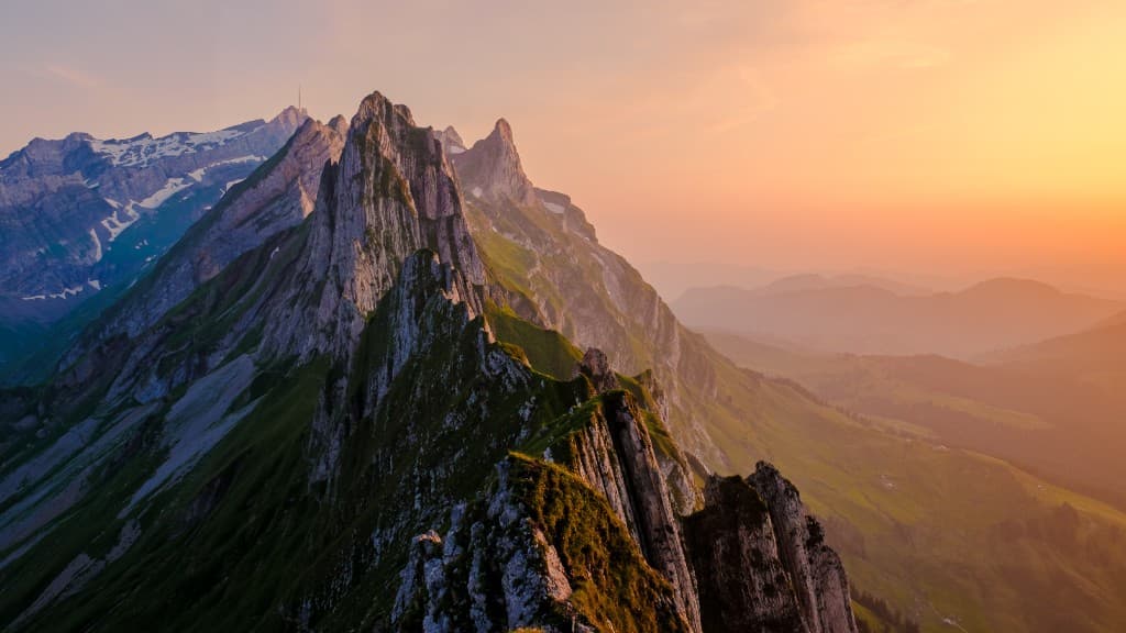 Sunrise over a mountain ridge