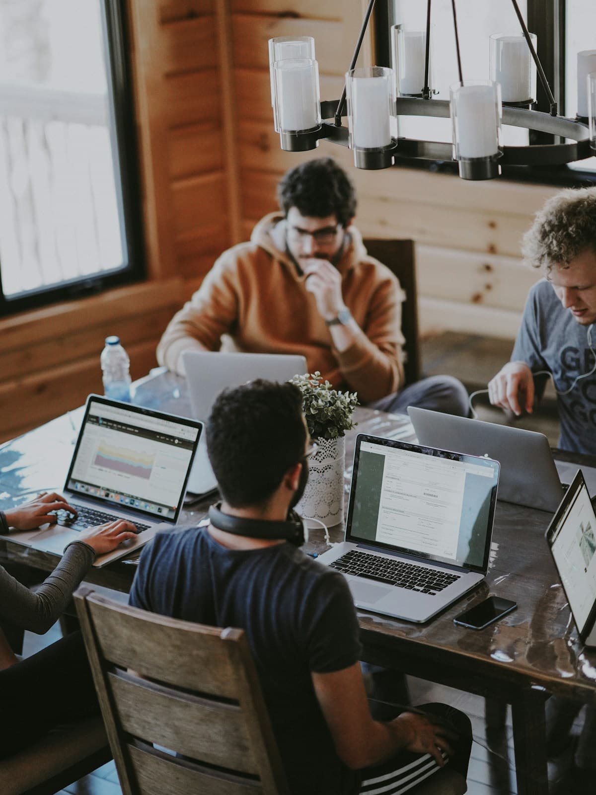 A professional team collaborating around a table